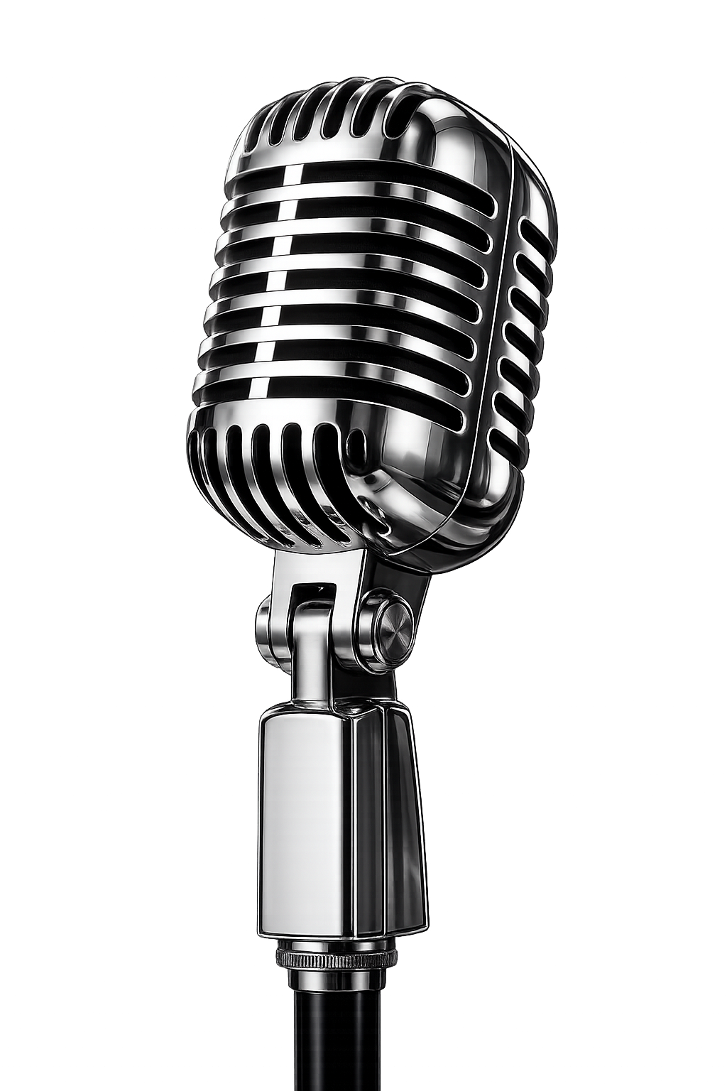 Chrome vintage microphone — symbol of THE LONE SINGER stage